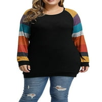 Chama Plus Size Bige Долга ракав плетени кошули за блузи за жени блок во боја на раблан ракав Туника врвови