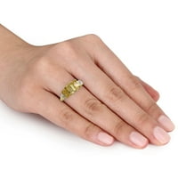 Miabella Women 2- Carat T.G.W. Емералд-исечен цитрин и дијамантски акцент 10kt жолто злато прстен за ангажман со 3 камен