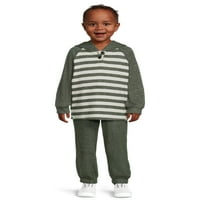 Поставени панталони со лесни бебиња и мали деца, плетени худи и џогерски панталони, 2 парчиња, големини 12м-5Т