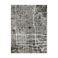 Трговска марка ликовна уметност „Феени Аризона Сити мапа црна“ уметност од платно од Мајкл Томпсет