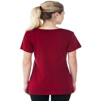 Божиќна маица за женски Мики и Мини Маус - Црвен краток ракав