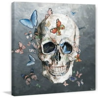 Parvez Taj Затемнет среќен череп за пеперутки Сликарство печатење на завиткано платно
