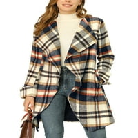 Асиметричен кариран палто со јака од женски шал