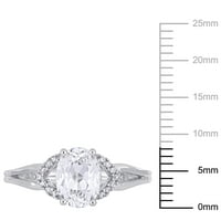 Карат Т.Г.В. Создаден бел сафир и дијамант-акцент 10K бело злато поделено прстен за ангажман