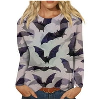 Фрагарн Жени Плус Блузи Клиренс Обични Блузи Кошули Со Долги Ракави За Жени Маици За Печатење На Ноќта На Вештерките Блузи Плус