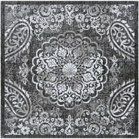 Уметнички ткајачи Yarrow Black Ft. In. Квадратен затворен килим на отворено