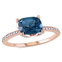 Тангело 2- Карат Т.Г.В. Лондон-сина топаз и дијамантски акцент 10к прстен за ангажман на розово злато
