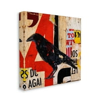 Stuple Industries stenciled уличен стил црна птица слоевит апстрактни зборови галерија за сликање завиткано платно печатење