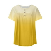 Царинење Блузи За Жени Пеплум Жени Краток Ракав Обичните Цврсти Лабава V-Вратот Блузи, Жолта, И