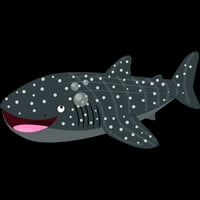 Симпатична кит ајкула среќен цртан филм Илустрација Девојки Црна Графички Маичка-Дизајн Од Страна НА Луѓето XS