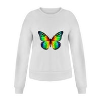 семимај женски дневен печатење дуксер долг пуловер буква печатење о печатење на вратот женски скејтборд женски блуза пеперутка