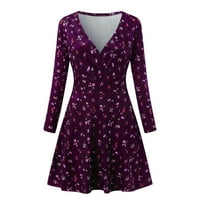 Кетиј-Чн Секојдневни Фустани За Жени Плус Големина Женски Макси Фустан Со Врат Виолетова, XL