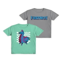 Графичка маица на забавата на момчињата Fortnite, 2-пакет, големини 8-18