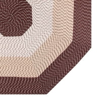 Подобри трендови земја плетенка килим 4 'октагон кафеава лента