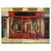 Црвена фасада на шармантна продавница во улицата Париз I сликање платно уметнички принт