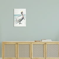 Sumpell Industries Rustic Pelican Bird Bird Berage Shoreline Portreate Graphic Art Необразен уметнички печатени wallидови, дизајн од Патриша Пинто